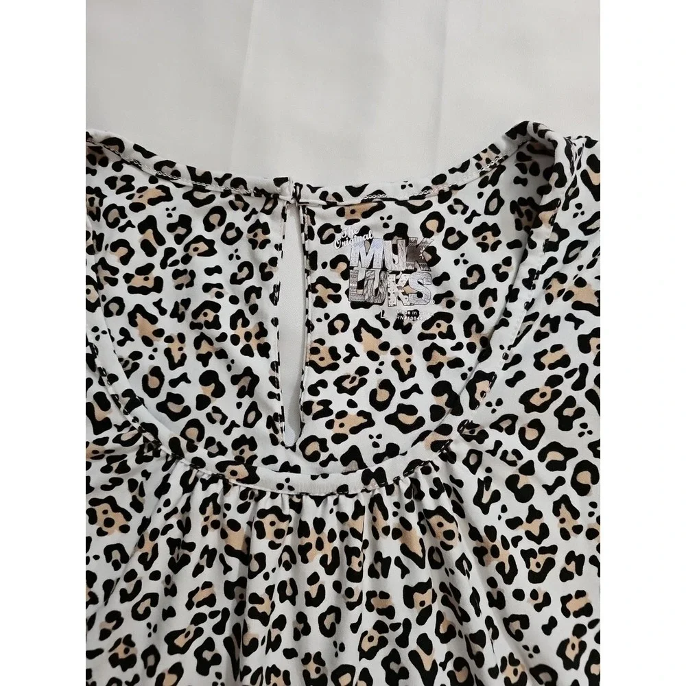 Woman's Original Muk Luks One Piece Romper Pajamas Size‎ L Leopard Brown Black